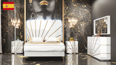 Brands Franco Gold Oro White Bed with Frames