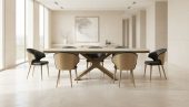 Dining Room Furniture Chairs 9368 Dining Table with Wave Dark Grey Chairs